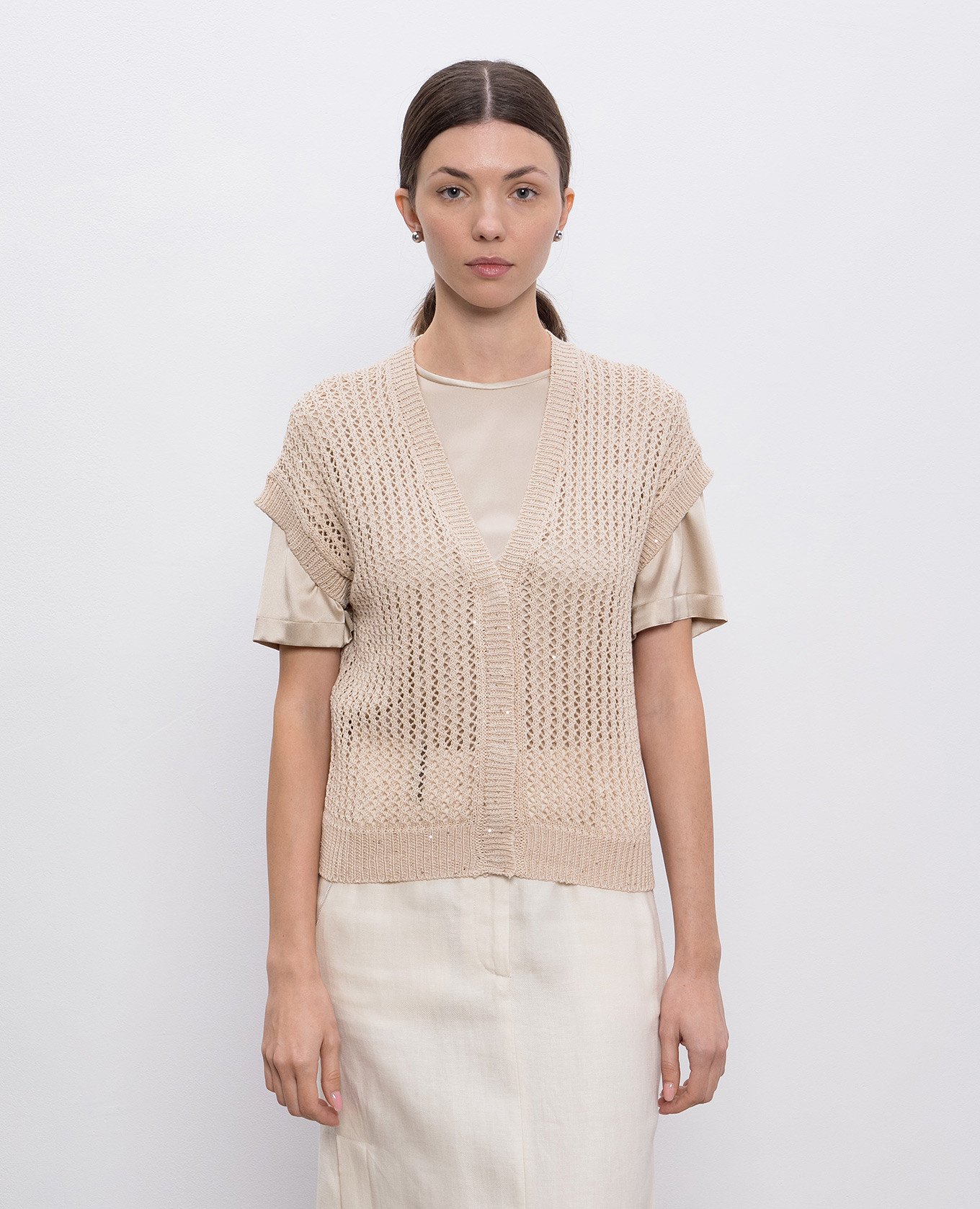 

Beige openwork vest with sequins Peserico