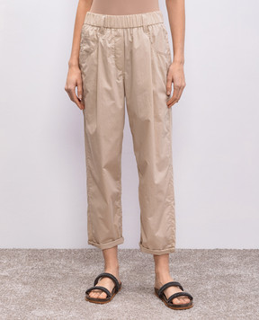 Brunello Cucinelli Beige pants with a monil chain M0H93P7894