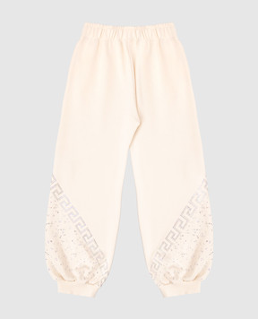 Versace Children's beige joggers with crystals 10207821A15112
