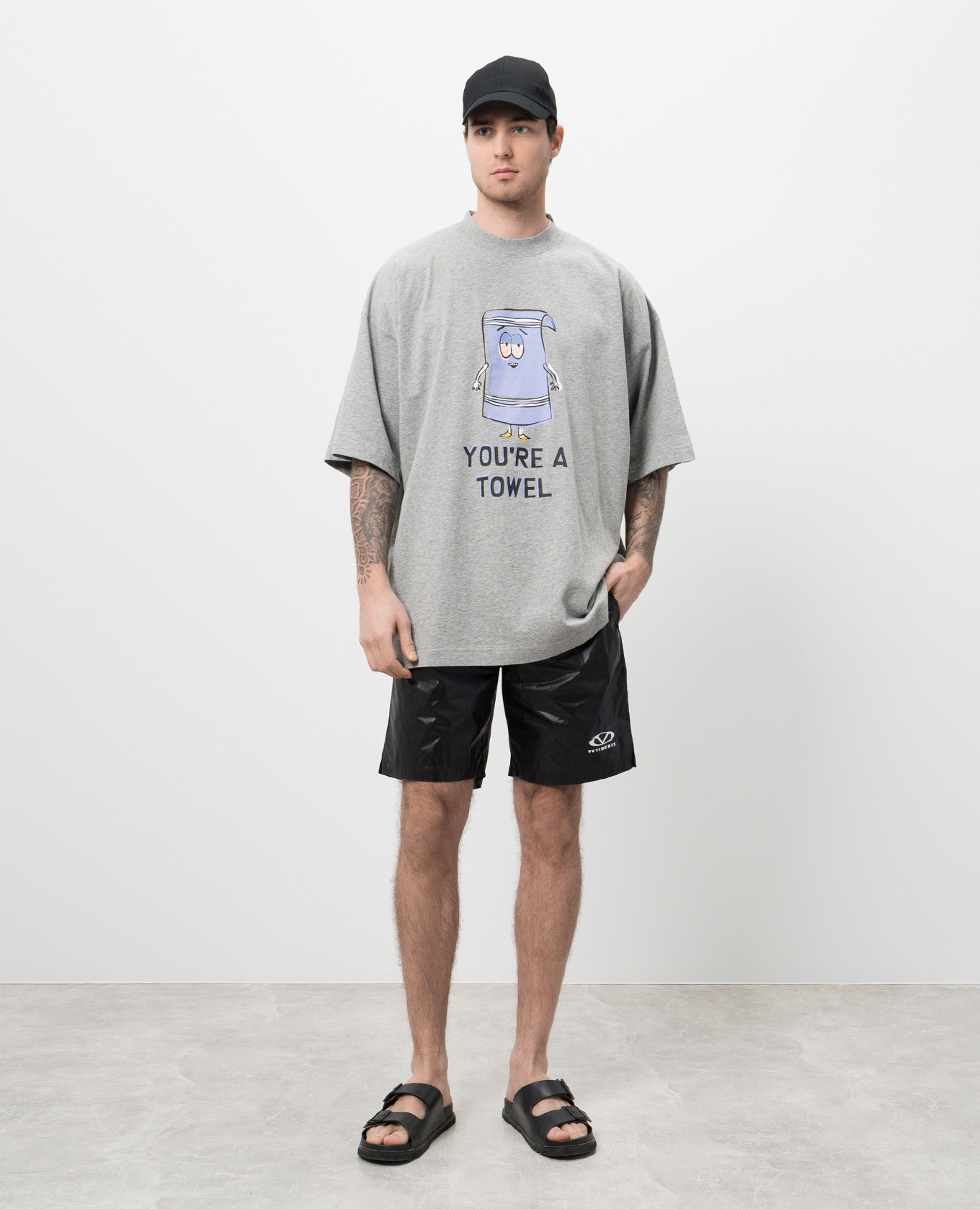 

Black logo print swim shorts Vetements