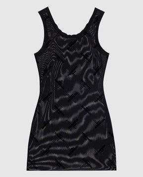 Vetements Black mini dress with textured logo WA66DR210B