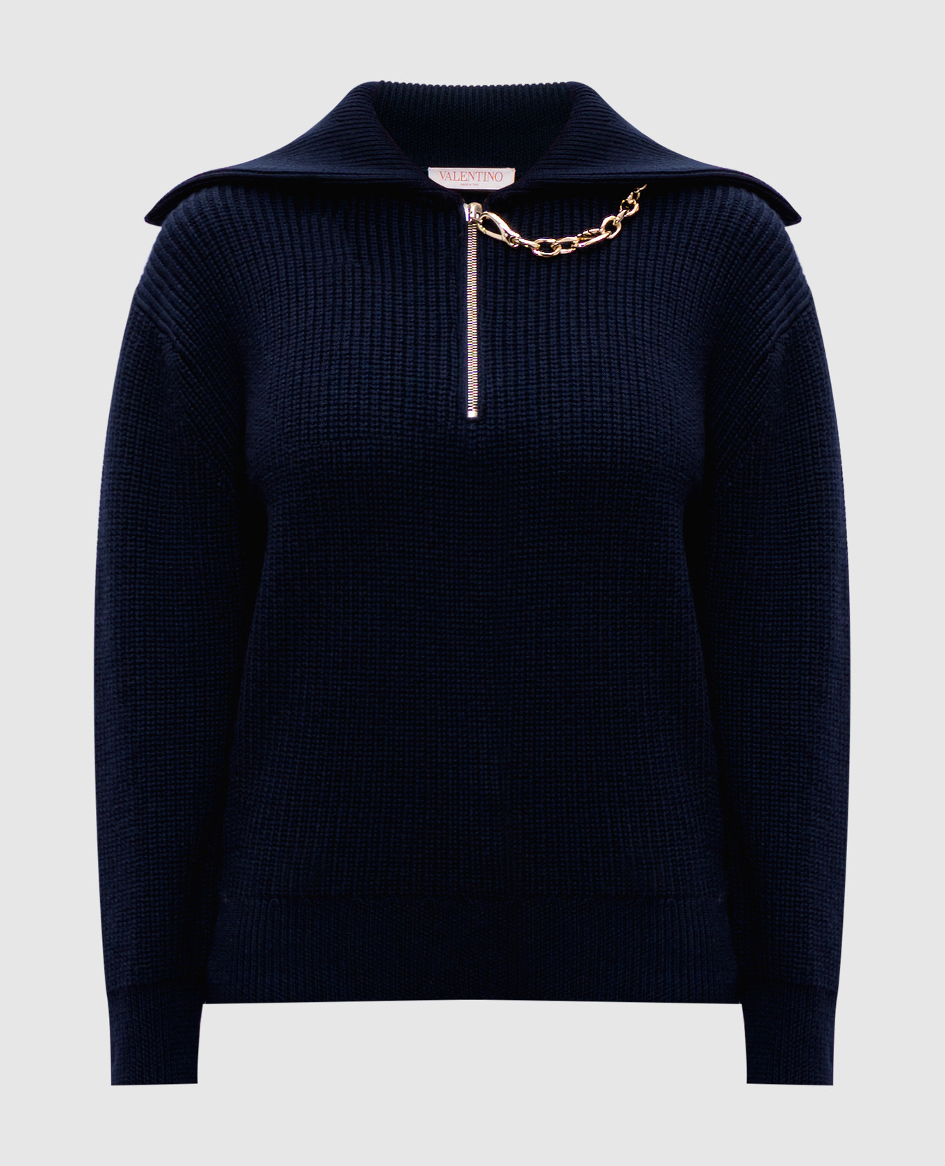 Blue sweater made of wool with a chain valentino