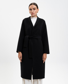 Heresis Black wool coat with a smell DG57110H420