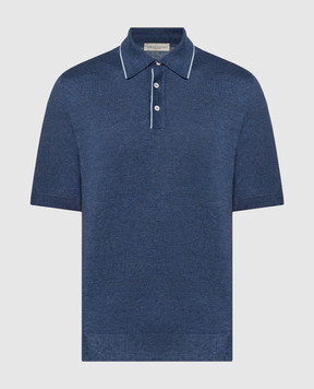 Cashmere&Whiskey Blue polo shirt with linen and cashmere MU9332318455R
