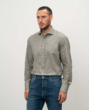 Brunello Cucinelli Gray shirt in a geometric pattern MY6331718