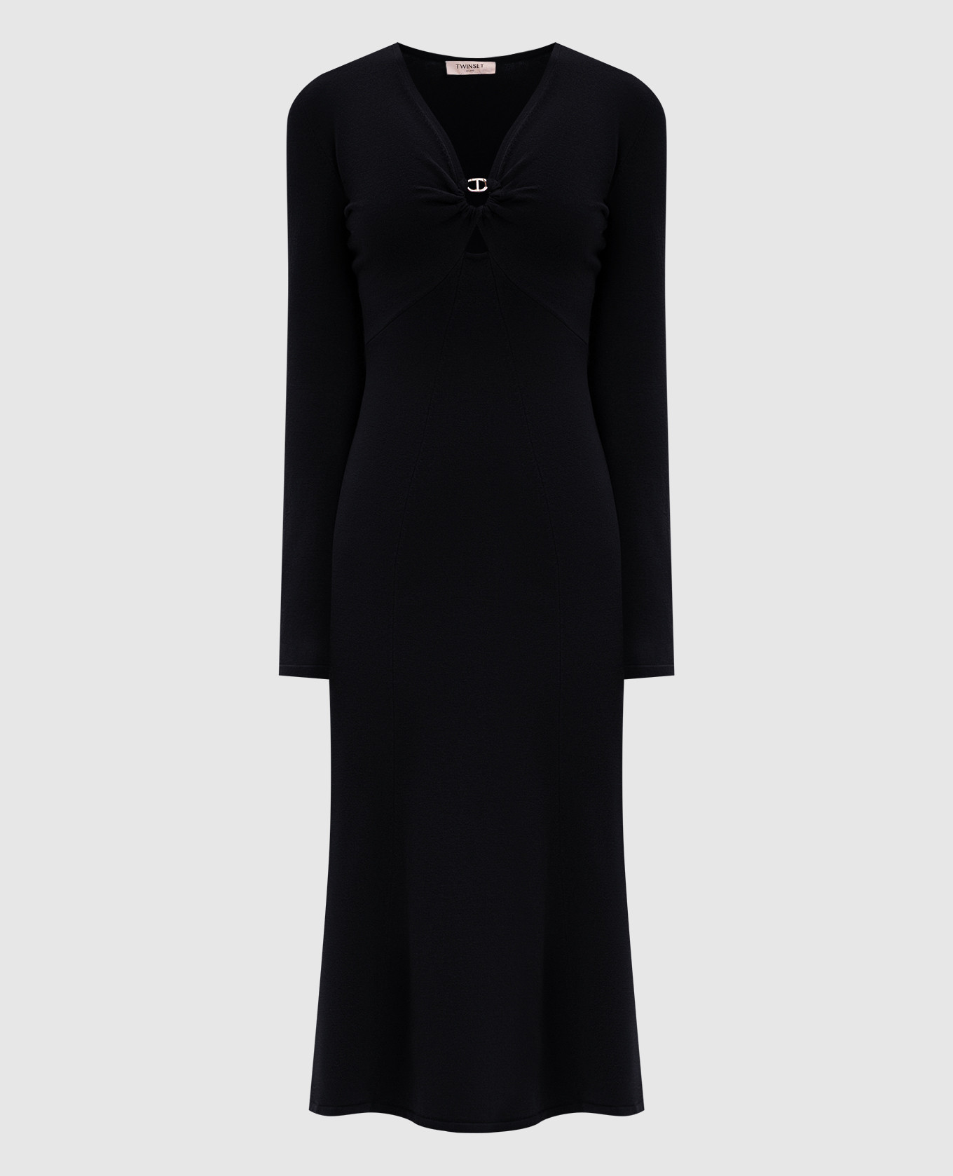 Black midi dress with logo Twinset