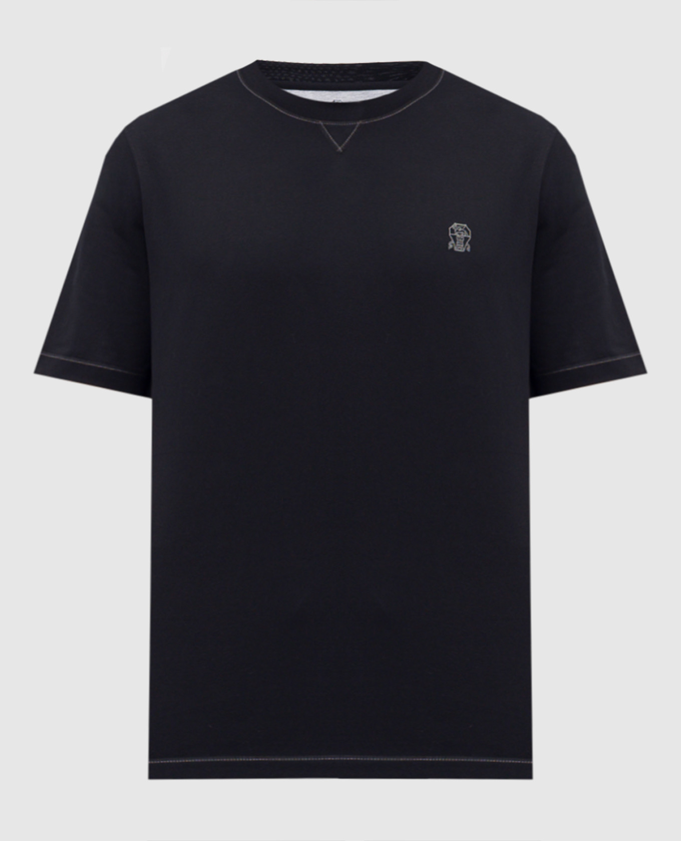 Blue T-shirt with emblem Brunello Cucinelli