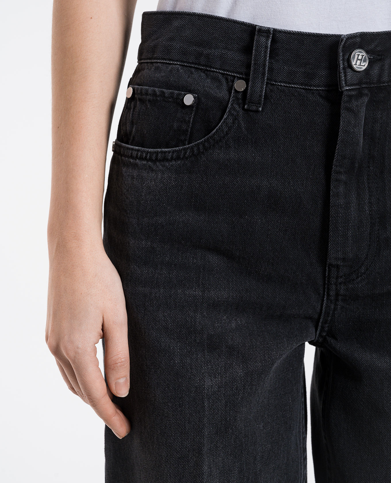 

Black jeans with logo patch Helmut Lang