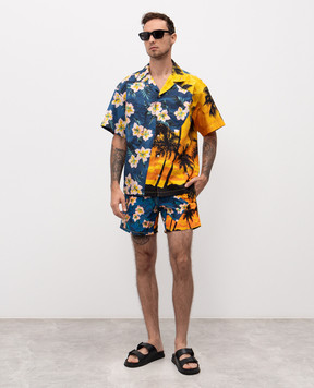 Palm Angels Blue shirt with branded print PMGG00DF25FAB001