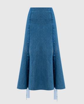 Gabriela Hearst Blue Dion midi skirt with linen 3253045T120W02