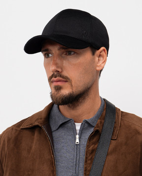 Stefano Ricci Black cashmere cap with logo MCV53SB37ECO60HC