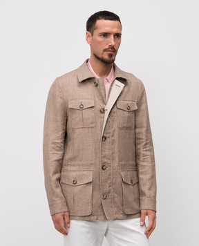 Enrico Mandelli Brown linen, wool and silk jacket 1T540A5610