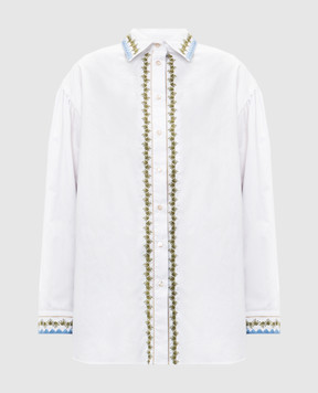 Momoni White PEDREIRA shirt with geometric embroidery 255MMOSH012255MO27