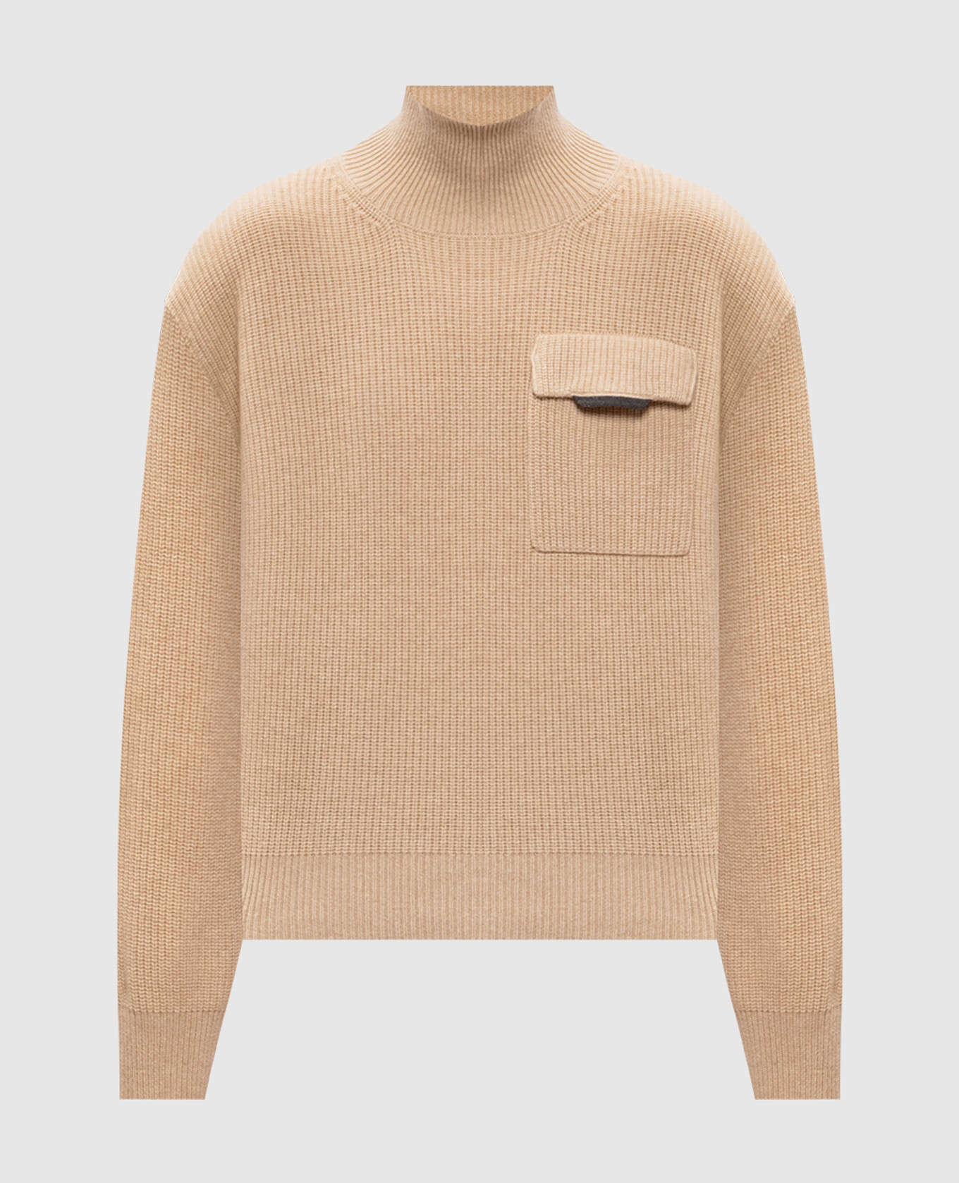 Beige cashmere sweater with monil chain Brunello Cucinelli