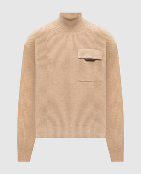 Brunello Cucinelli Beige cashmere sweater with monil chain M12721704