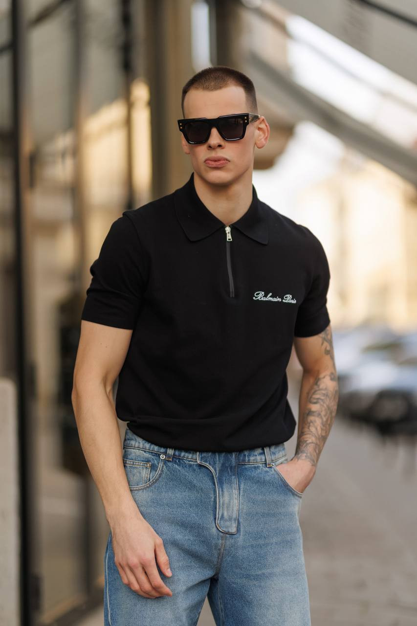 

Black polo with logo Balmain