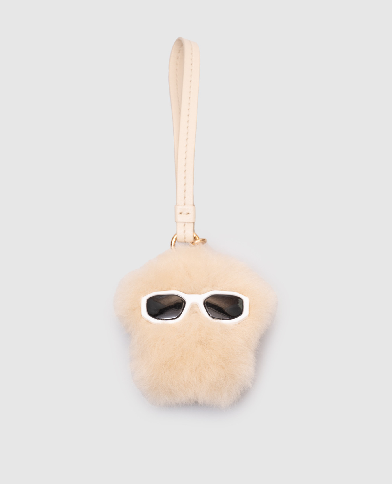 Beige shearling Medusa bag key chain Versace