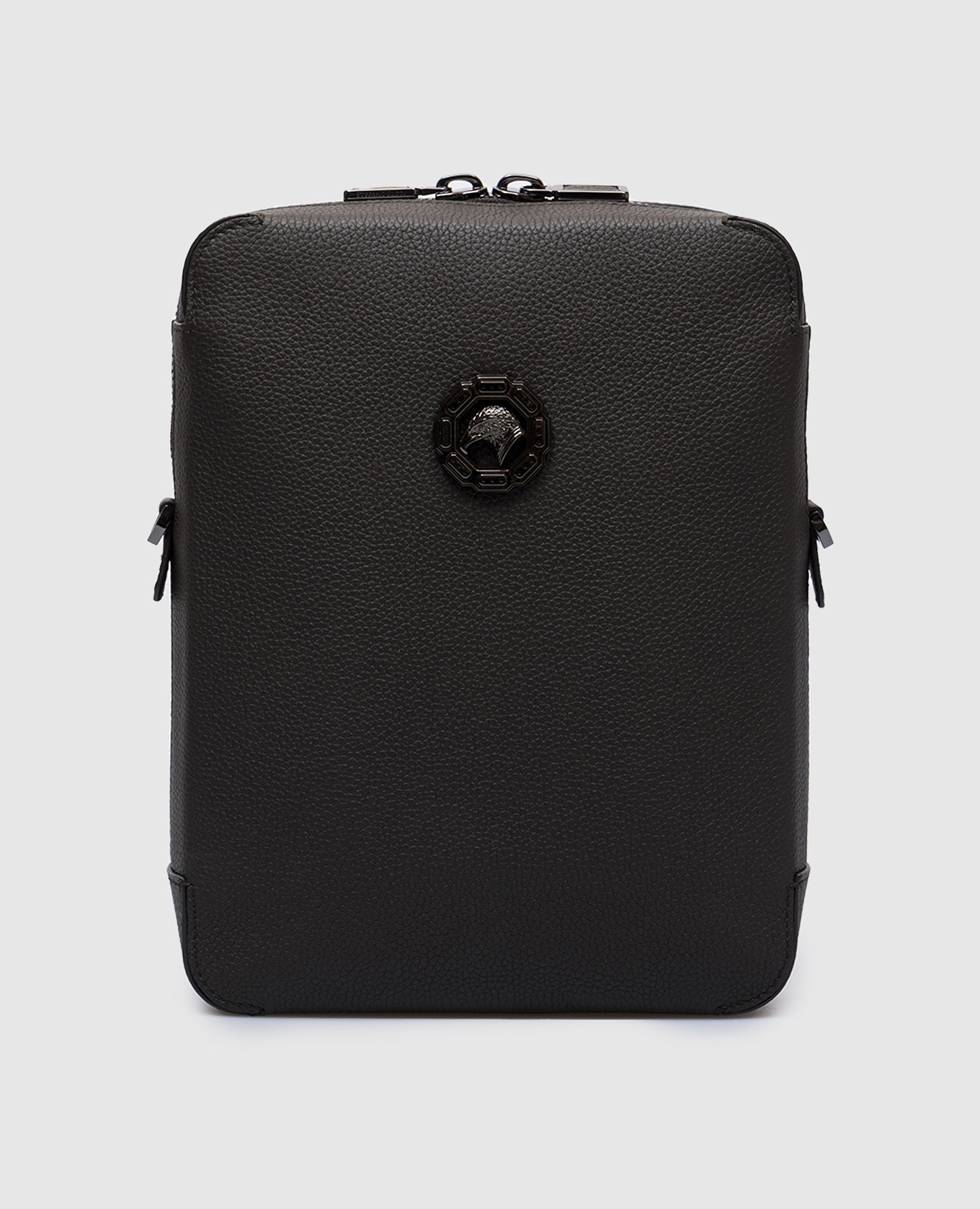 

Brown leather bag with metal logo Stefano Ricci