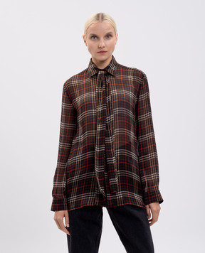 Saint Laurent Brown checked silk blouse 838125Y3H84