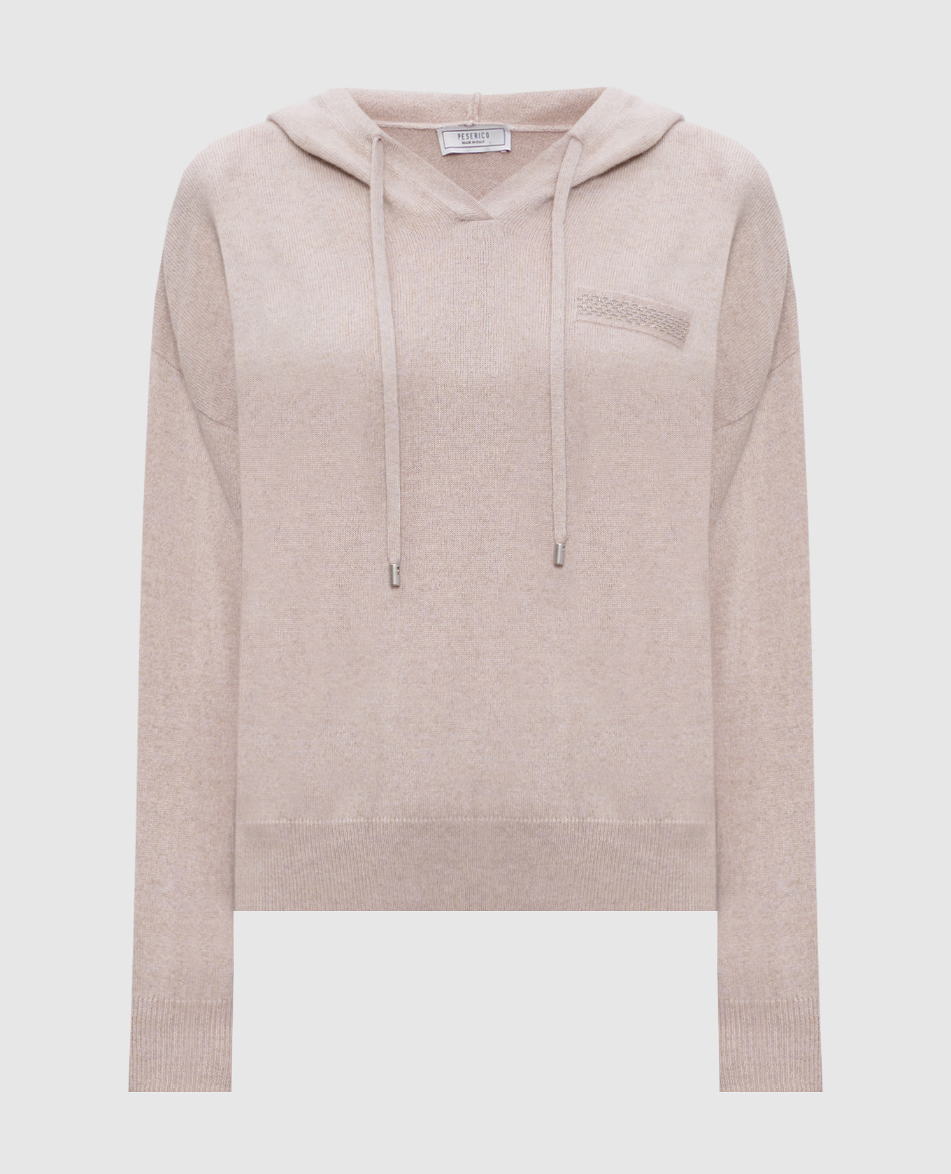 

Beige wool, silk and cashmere hoodie Peserico