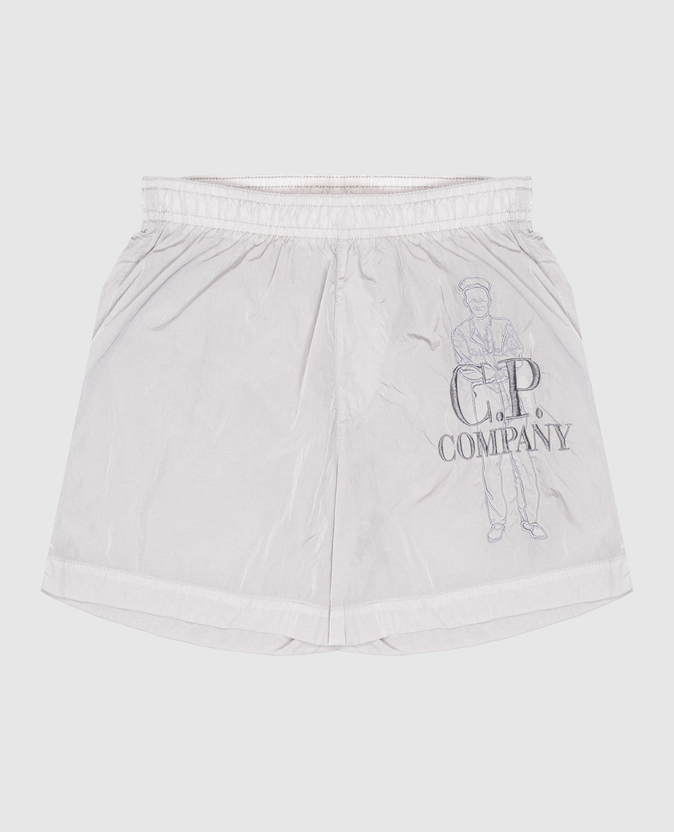 

Children's gray swim shorts with embroidered logo C.P. Company, Grey