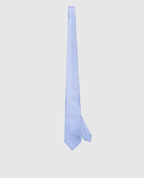 Stefano Ricci Blue tie made of silk with a crystal pattern CH31049
