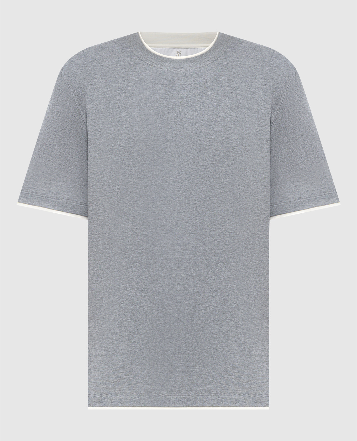 Gray t-shirt with layering effect Brunello Cucinelli
