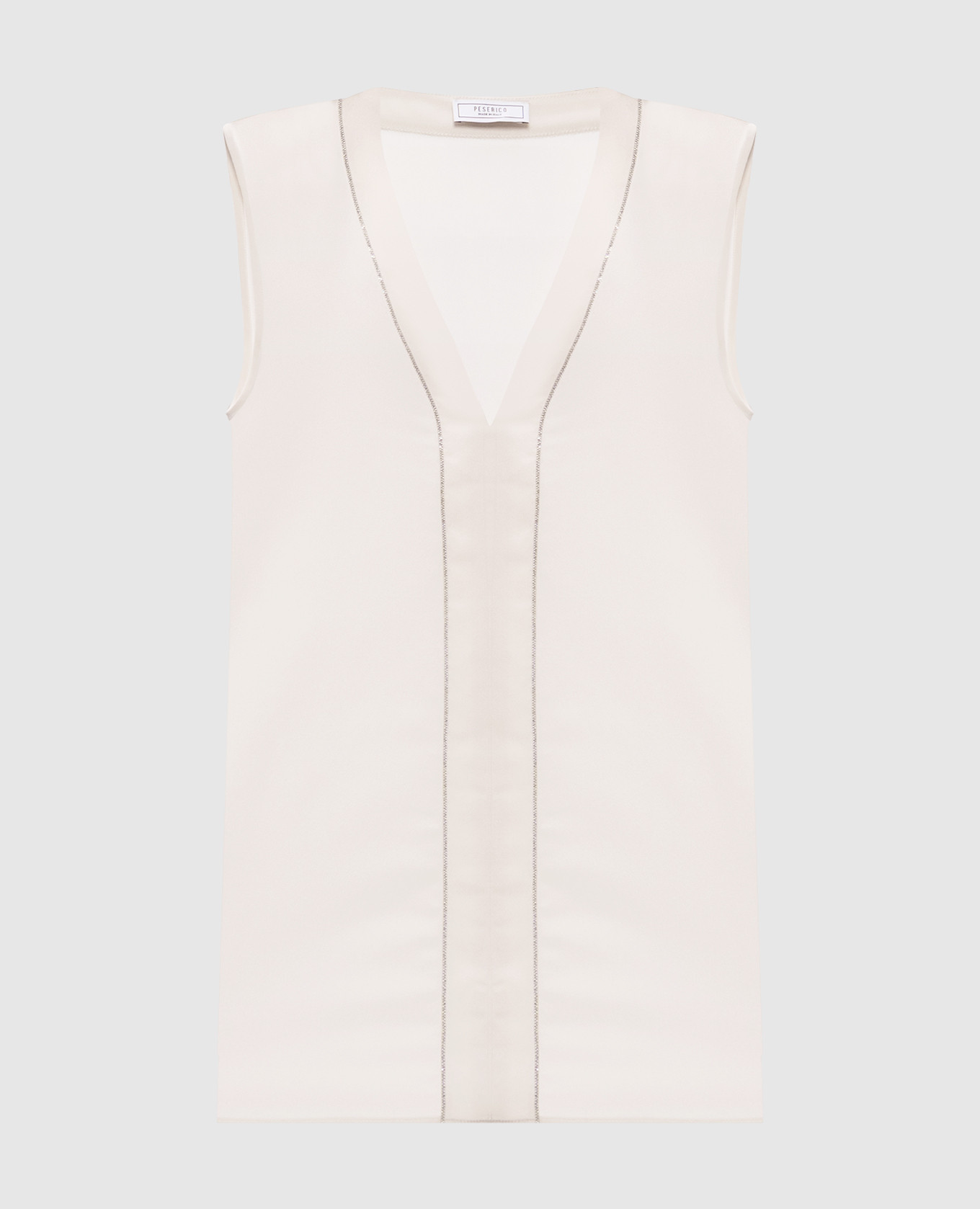

Beige silk top with monil chain Peserico