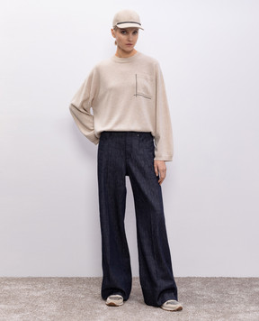 Brunello Cucinelli Beige wool, cashmere and silk jumper with monil chain M16244700
