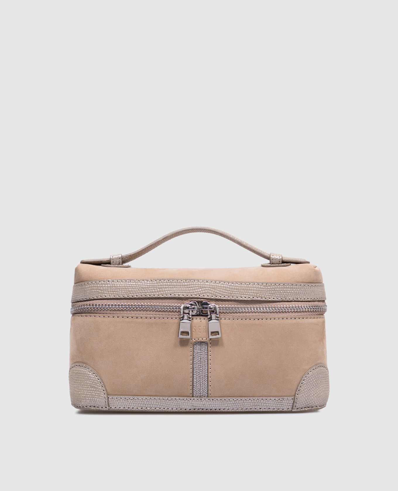 

Beige nubuck crossbody bag with monil chain Peserico