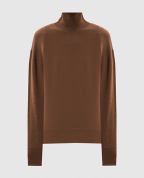 Tom Ford Brown cashmere sweater with monogram logo MAK1397YAX899