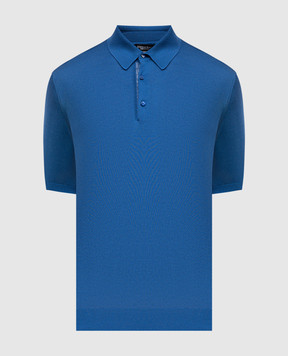 Stefano Ricci Blue silk polo shirt with logo K616006P13F25102