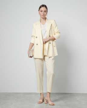 Peserico Yellow double-breasted wool and linen jacket S01928U05814
