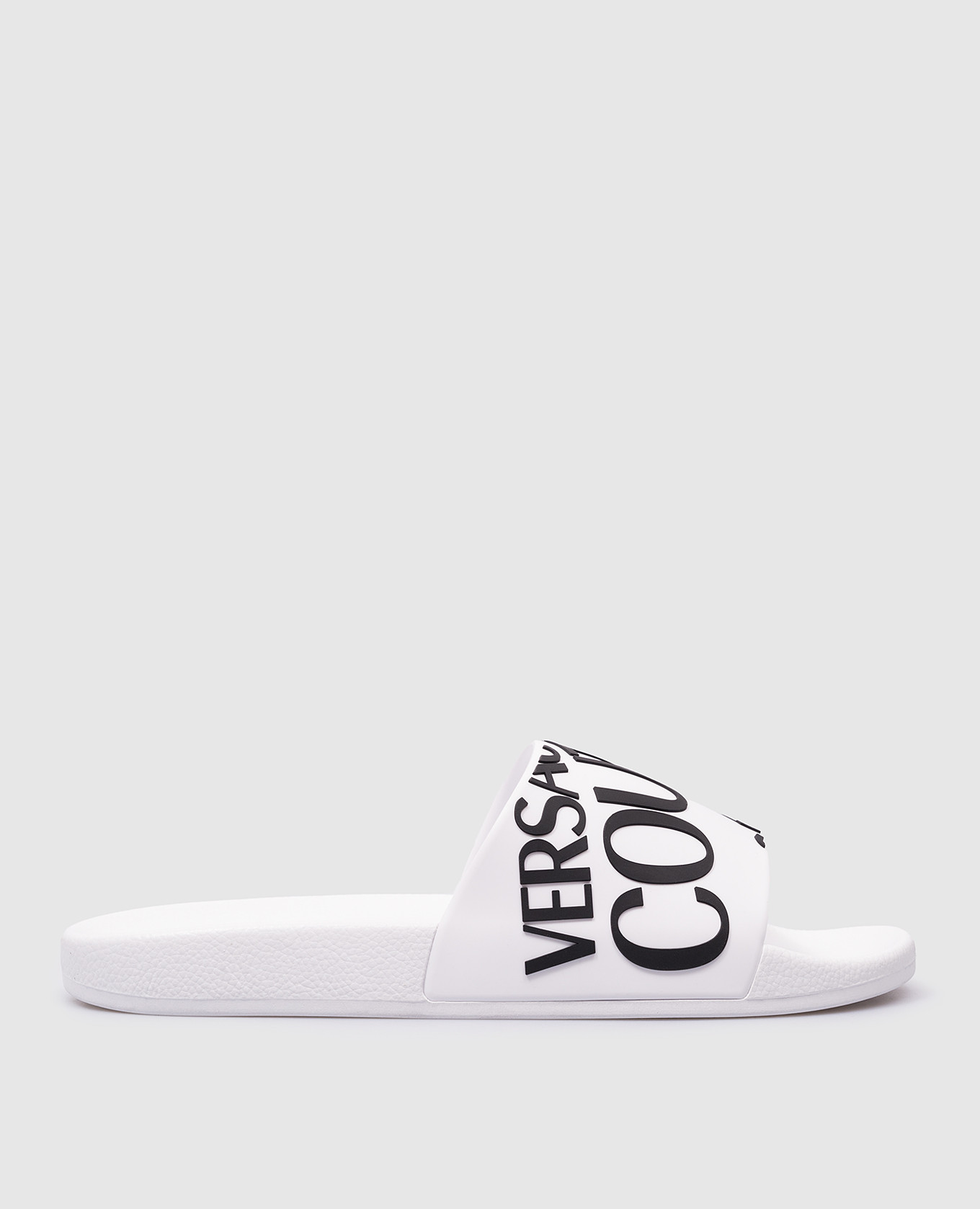 

White sliders with textured logo Versace Jeans Couture
