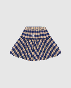 Etro Children's plaid skirt with embroidered Pegaso logo emblem GV7A10Z24521214