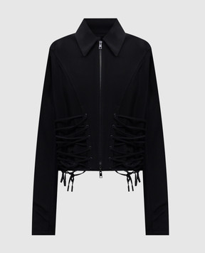 Thierry Mugler Chaqueta de lana negra con detalle de cordones 25P1VE0445196