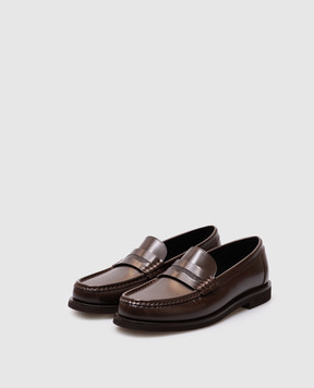Brunello Cucinelli Brown leather loafers with monil chain MZVNG3011P