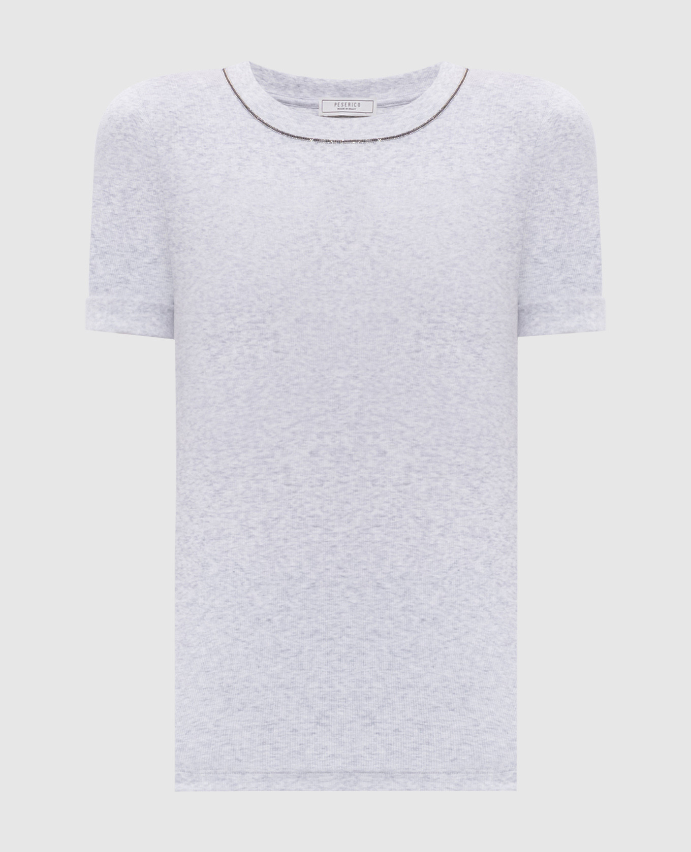 Grey melange T-shirt with monil chain Peserico