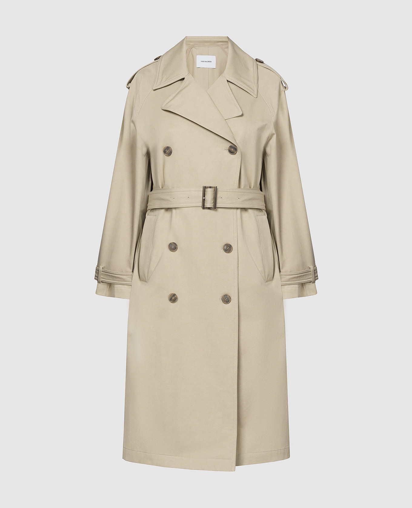 Beige double-breasted trench coat yves salomon