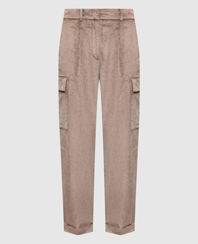 Peserico Beige cargo pants with monil chain E04649L51Z03273