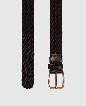 Brunello Cucinelli Brown leather braided belt MAUFB344