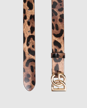 Dolce&Gabbana Children's brown leather belt in leopard print EE0068AM568