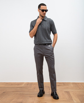 Dolce&Gabbana Gray polo shirt made of silk in a woven pattern GXZ15TJBSKE