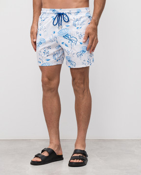 Vilebrequin White logo pattern swim shorts MSOCF126