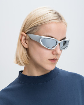 Balenciaga SWIFT OVAL silver sunglasses with a mirror effect 658745T0007