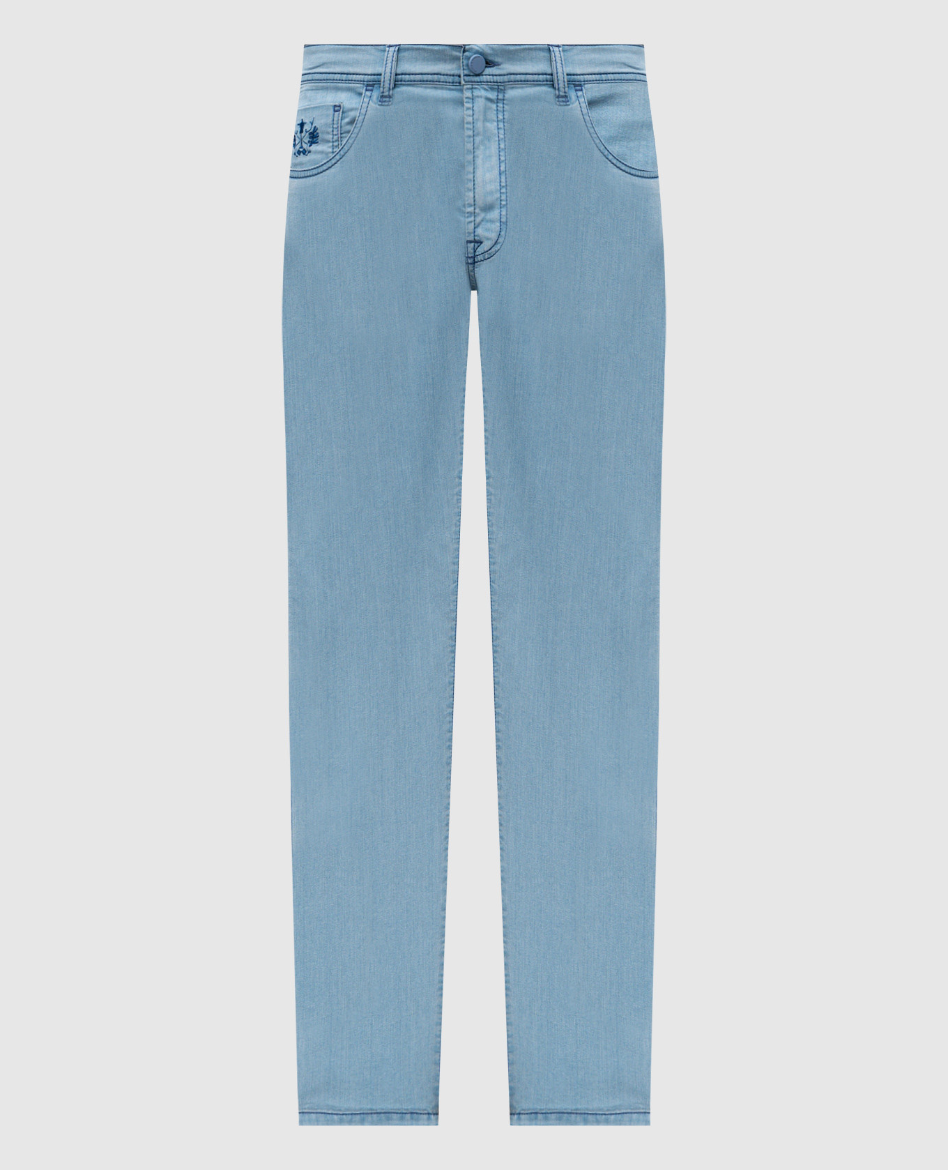 Costantino blue jeans with logo patch Scissor Scriptor