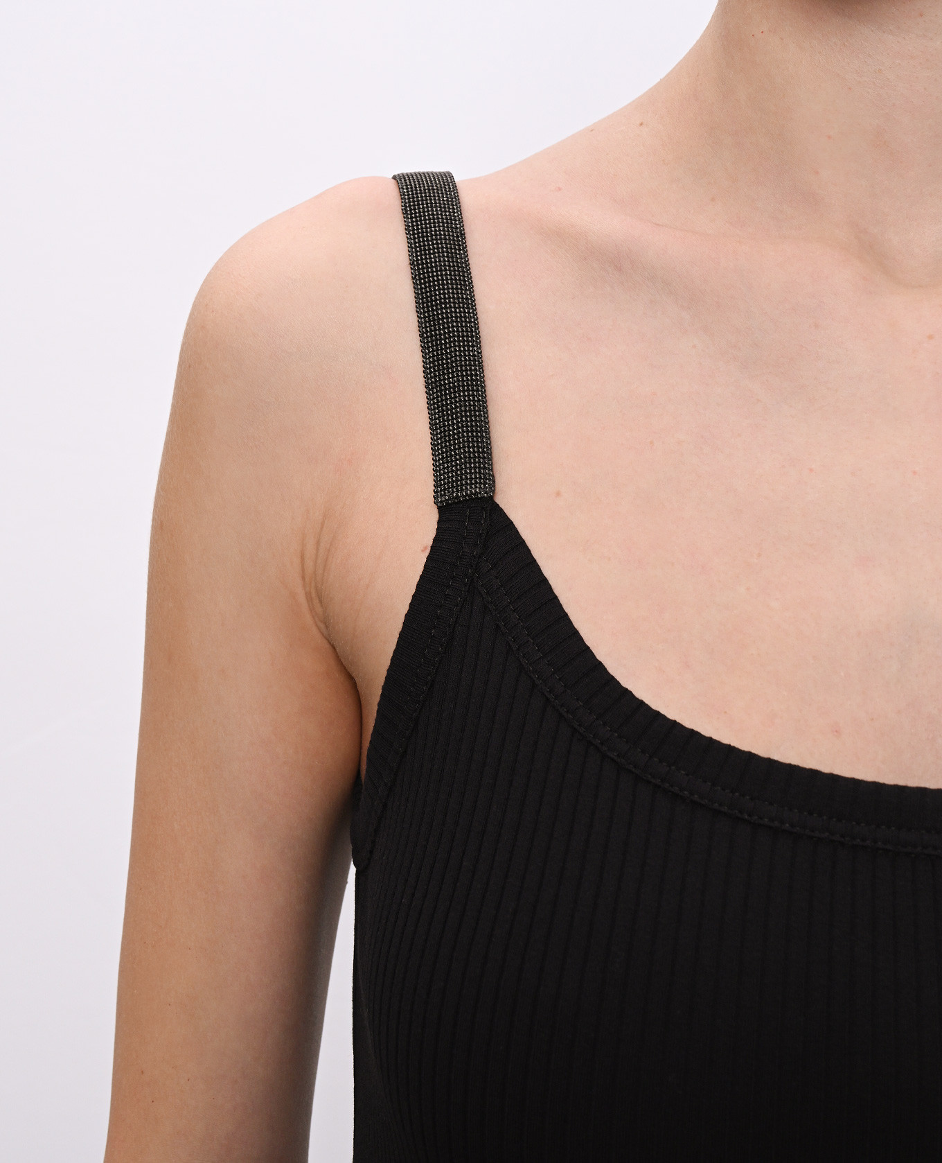 Black ribbed dress with monil chain Brunello Cucinelli 5