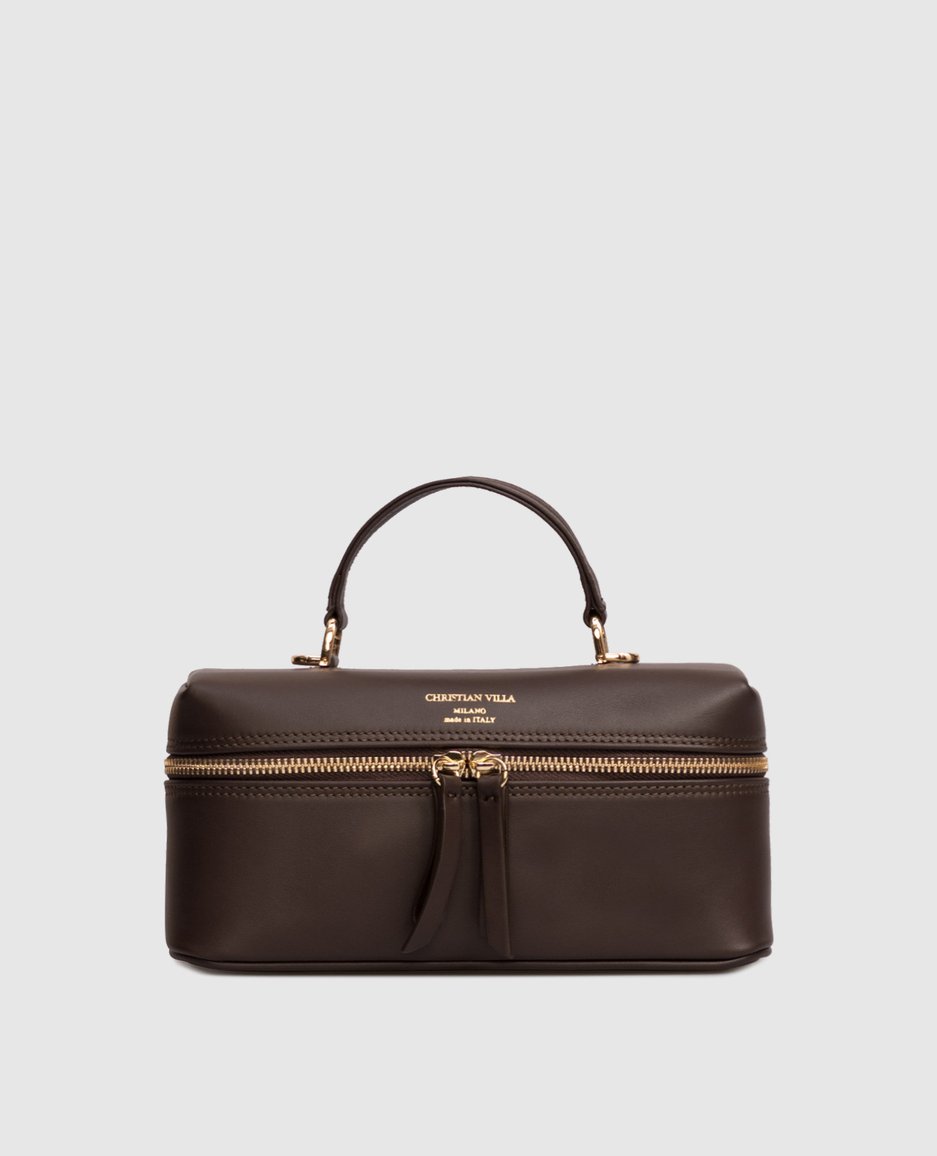 

Brown leather cross-body bag with logo Christian Villa