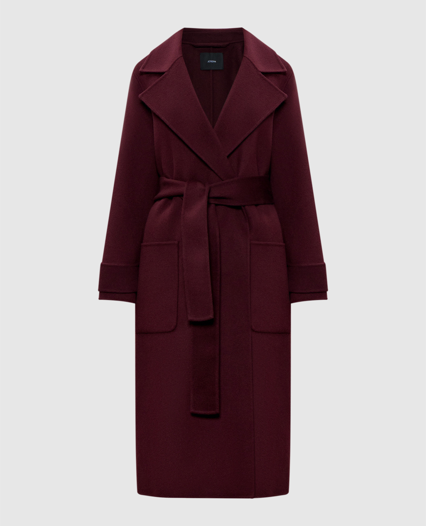 Burgundy double-breasted wool and cashmere coat joseph