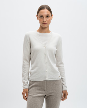 Enrico Mandelli White cashmere cardigan with logo A9KD725519